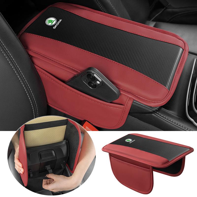 1Pcs Car Center Console Armrest Pillow Arm Rest Cover Leather Accessories For Skoda Octavia A5 A7 A2 Rapid Fabia Superb Kodiaq fsjn24
