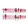 24pcs New Year Heavy Metal Press On Nails Chinese Bride Wedding Fake Nails Full Cover Wearable Shiny Large Crystal False Nails