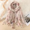 90*180CM New Fashion Printed Soft Linen Cotton Scarf Shawls Abstract Floral Tassel Viscose Scarves Lady High Quality Long Hijab