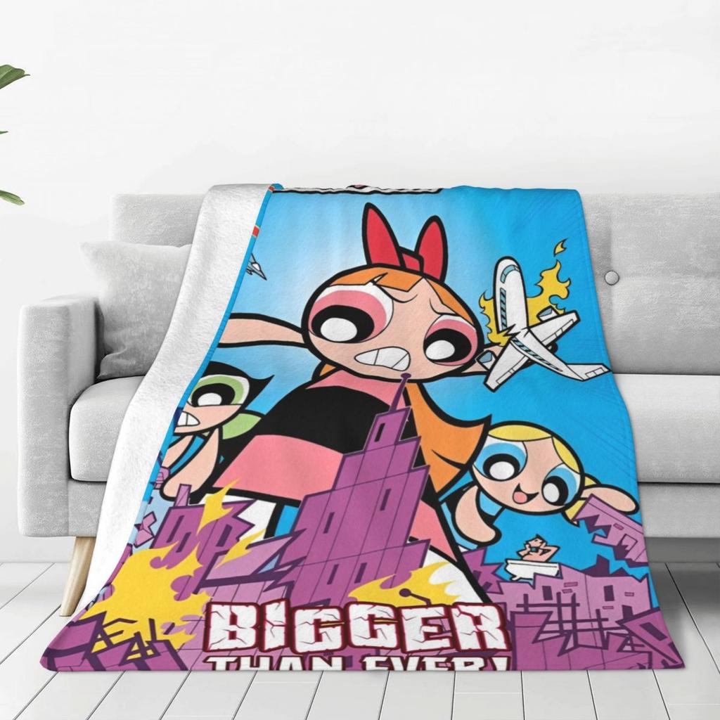 The Powerpuff Girls Flannel Blankets Soft Warm Bedding Throws for Couch Chair Decorative Funny Bedspread Sofa Bed Cover