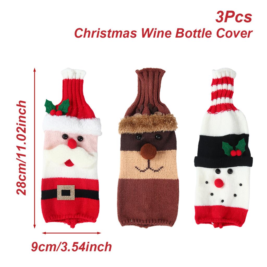 3Pcs Christmas Santa Claus Snowman Elk Wine Bottle Set Merry Christmas Decorations 2025 Navidad Natal Xmas Gifts New Year 2026