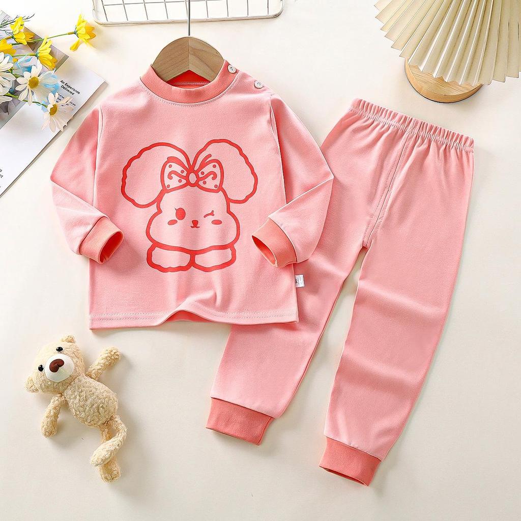 Winter Kids Long Sleeve O Neck T Shirt Pants Set Casual Baggy 2pcs Suit Cotton Cartoon Printes Outfit
