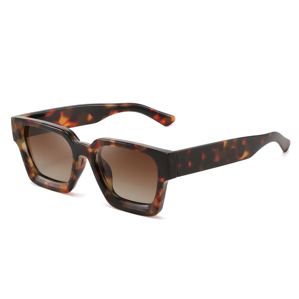 New European and American retro sunglasses women's ins square tortoiseshell thick frame sunglasses UV-proof glasses