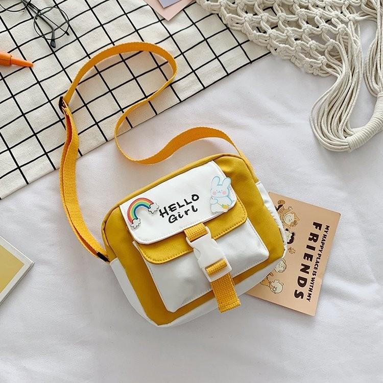 Adorable Canvas Bag For Women Stylish Shoulder Bag With Floral Elements In Yellow And Blue жёлтый