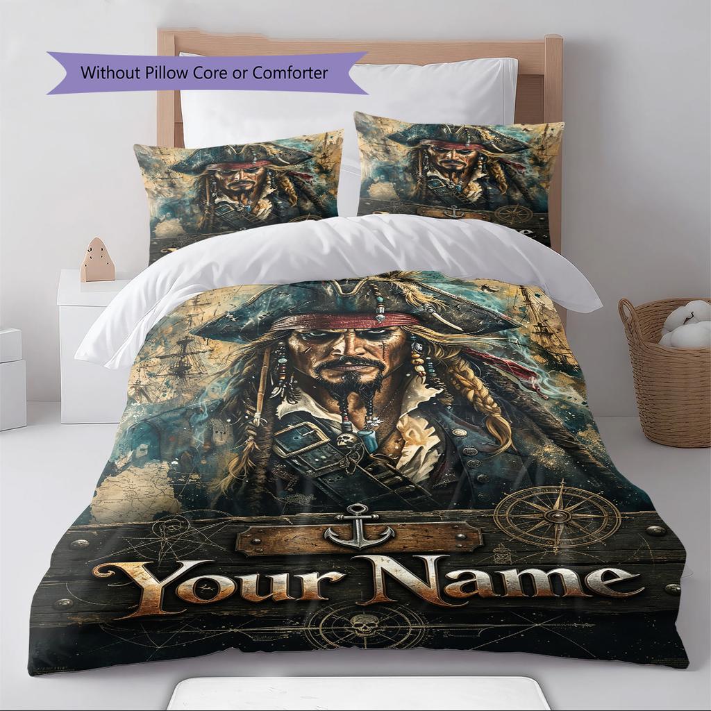 Name Custom Johnny Depp Pattern Bedding Set Quilt Cover Pillowcase Home Decor Gift (1 * Duvet Cover + 2 * Pillowcase, Without Core)