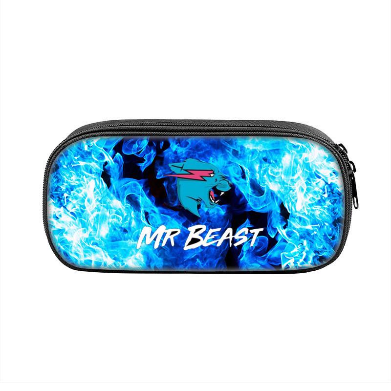 Mr Beast Lightning Cat Lion Print Student Single Layer Stationery Storage Bag