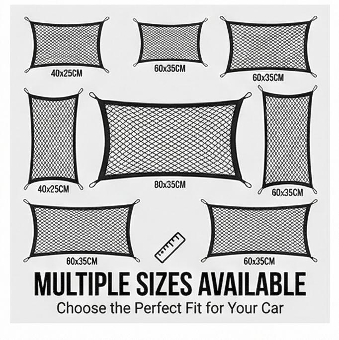 Car Trunk Mesh Organizer - Elastic Magic Tape Storage Net