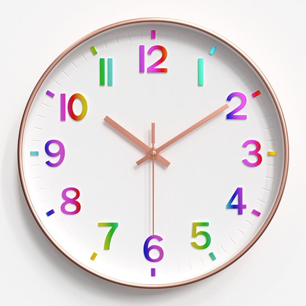 Fashion 12 Inch Digital Wall Clock Mute Colorful Numbers Quartz Clock Plastic Wall Hung Clock Living Room