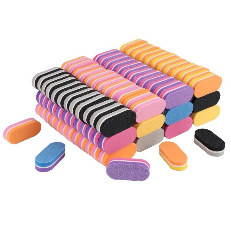 10pcs Double-sided nail art sponge scrubber, mini nail file, colorful high-elastic sponge fine sanding file, nail art tools