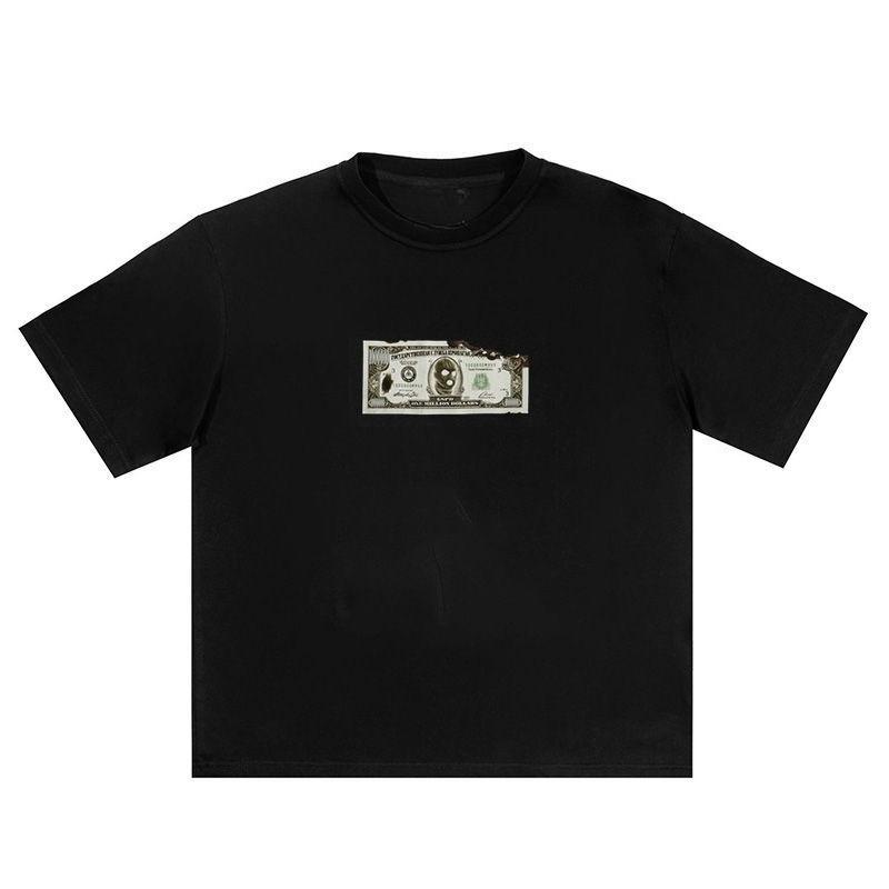

American Streetwear Dollar Bandit Print Short-sleeved Summer T-shirts with Loose Korean-style Instagram Prints for Couples 4XL