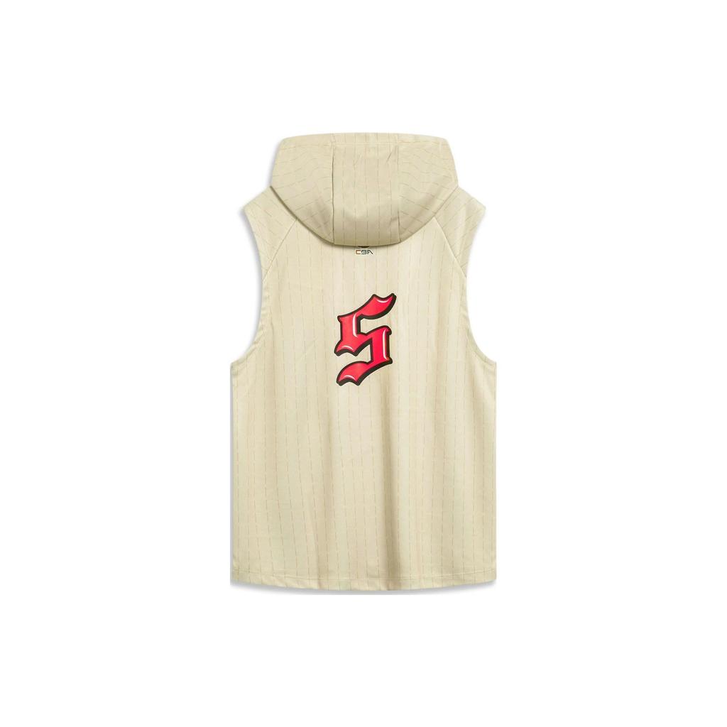 Li Ning CBA Professionelle Basketballserie Logo Buchstaben Print Schnelltrocknend Ärmelloser Hoodie Herren Hoodies Mondschein-Grau AVST101-2