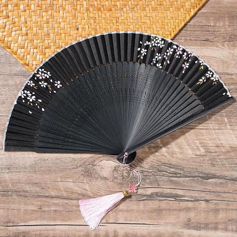 New Chinese-Style Traditional Folding Fan for Dance, Hanfu, and Cheongsam, with Hollowed-Out Craftsmanship and Small Fan Bones