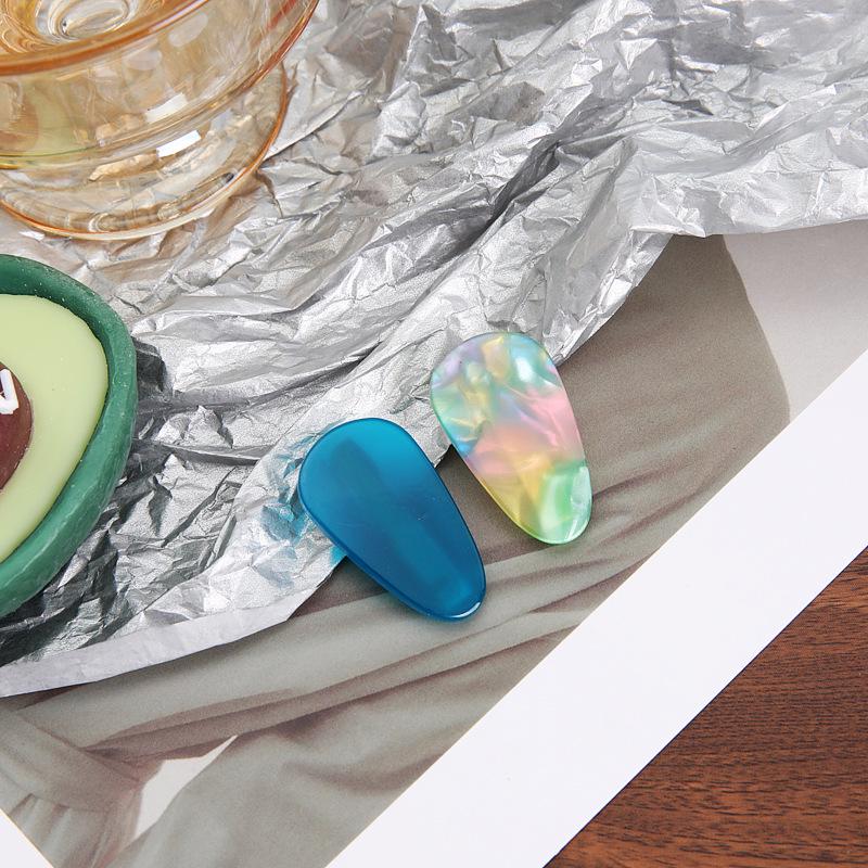 Textured Acetate Color Block Duckbill Hair Clips - Fashionable Water Drop Side Clips (Pair)