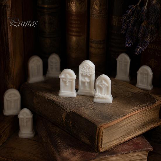 Detailed Gravestone Models for Crafts 10Pcs Mini Tombstone, 3D Printed Unpainted Model Kit, Micro Cemetery Diorama Crafting Supplies Accessories,