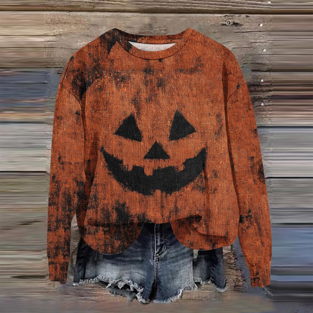 Dámská móda Tištěný top mikina s dlouhým rukávem volného střihu s kulatým výstřihem podzim