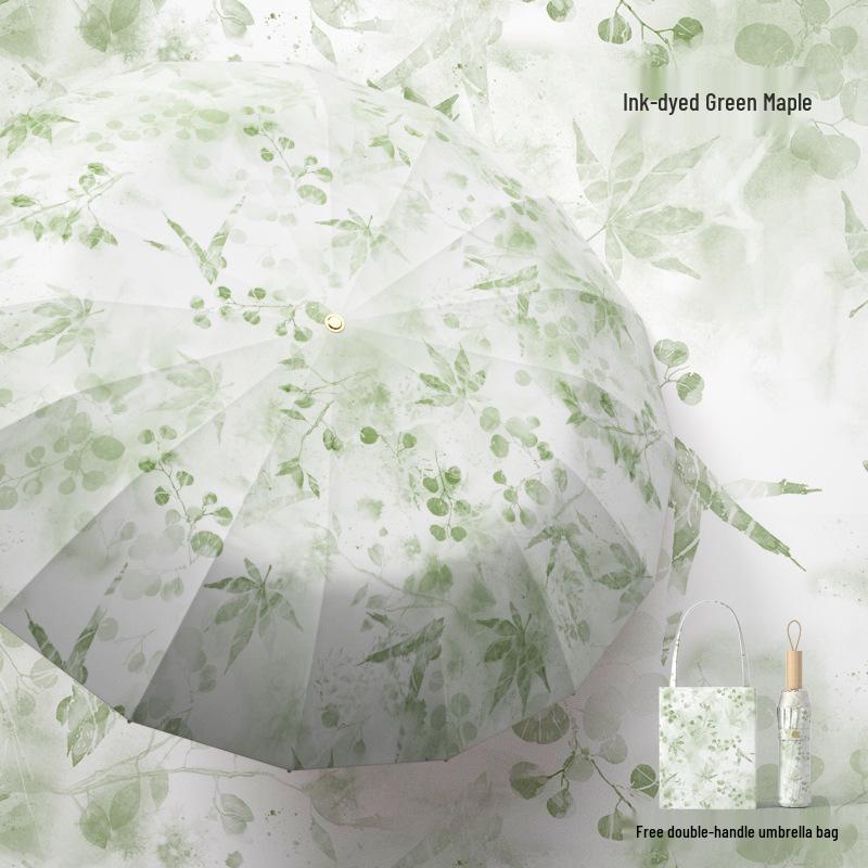 Xiaohongshu Bestseller: Oversized Chinese-Style Folding Umbrella for Sun and Rain (Women's Sun Protection, Thickened Color Gel Print)