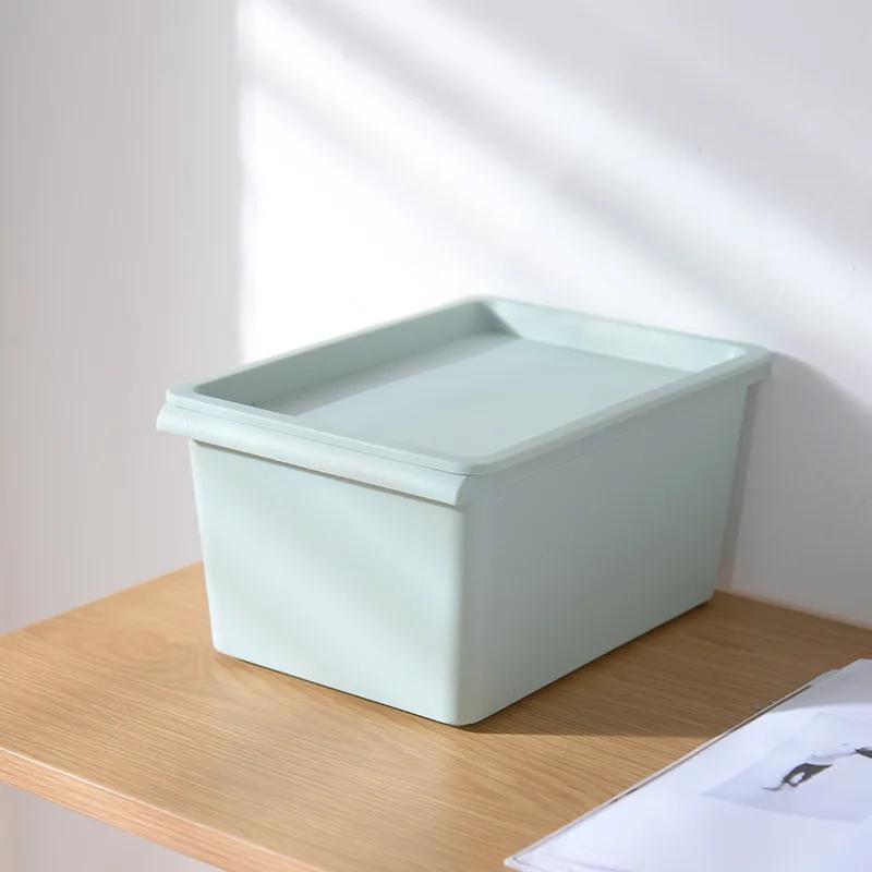 

Desktop Plastic Storage Box with Lid Home Makeup Clothes Underwear Sundries Toy Cosmetics Storage Basket Kitchen Food Organizer мятный зеленый