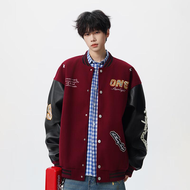 

VUUG Men s Retro Baseball Collar Jacket L