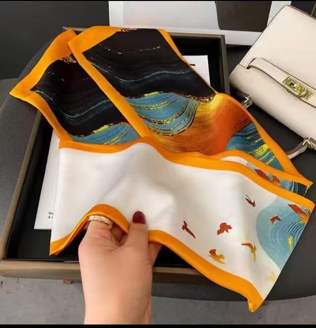 Big Brand Double-sided Printed Long Headband Silk Scarf Hin Scarf Ribbon Tie Bag Decoration Suit Scarf Waist Belt Multi Function