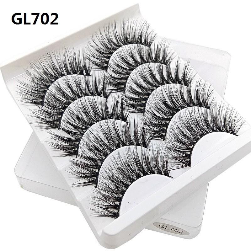 Набор из 5 пар норковых накладных ресниц, пушистые, длинные, натуральные GL702