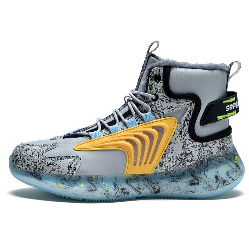 Popular Leather Surface Velvet Waterproof and Warm High-top Versatile Trendy Casual Shoes Men's Non-slip and Wear-resistant Sports Shoes