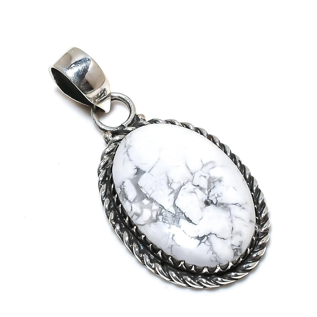 Howlith Edelstein Handgefertigt 925 Sterling Silber Schmuck Anhänger, Natürlicher Howlith, Weihnachtsgeschenk für Sie Schmuck für Besondere Anlässe