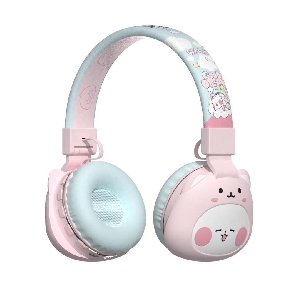 Women's Cartoon Wireless Bluetooth Over-Ear Headphones - Stereo Sound, Long Battery, 85dB