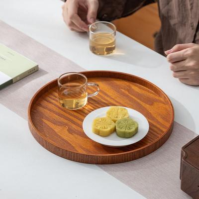 Bedroom Decor Round Wood Serving Tray Natural Handmade Decorative Tray Simple Snack Plate Desktop Display