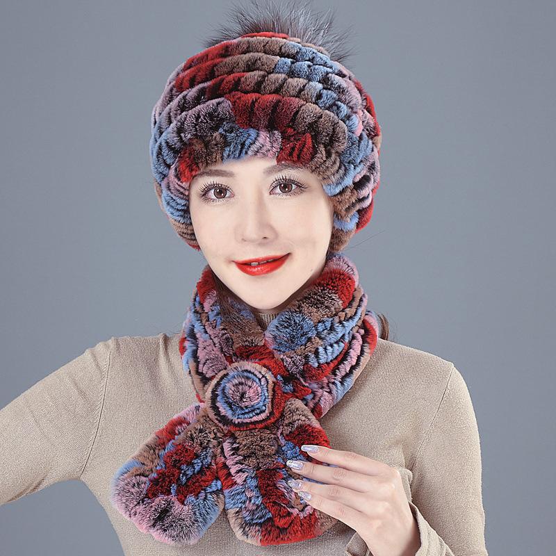 Old Man In Fur Rex Rabbit Hair Hat Ladies Autumn and Winter Mom Old Woman Warm Fox Hair Grandma Top Hat