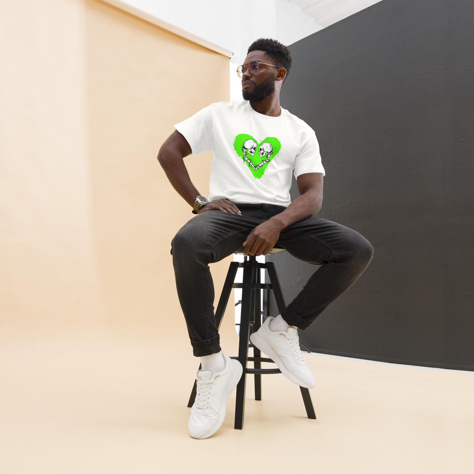 Neon green, heart, skull, skeleton - Men s classic tee S