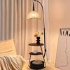 Retro Chinese-Style Floor Lamp: Dual-Use Bedside/Side Table Fishing Lamp for Living Room or Bedroom Ambiance
