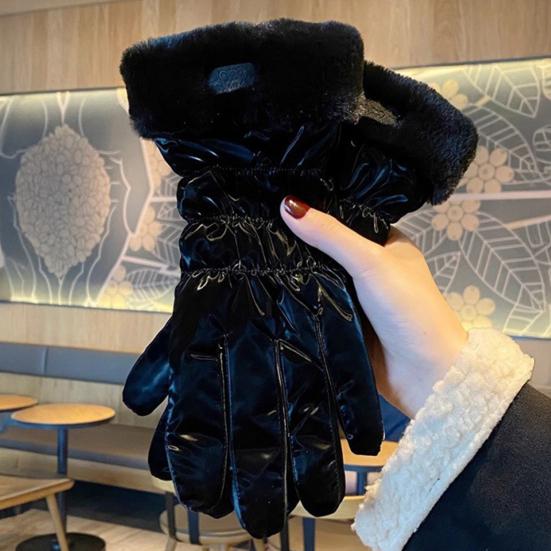 Women Waterproof Ski Gloves Windproof Fleece Lined Thermal Touchscreen Gloves Winter Warm Gloves with Fuzzy Cuffs for Snowboarding Hiking Snowmobiling