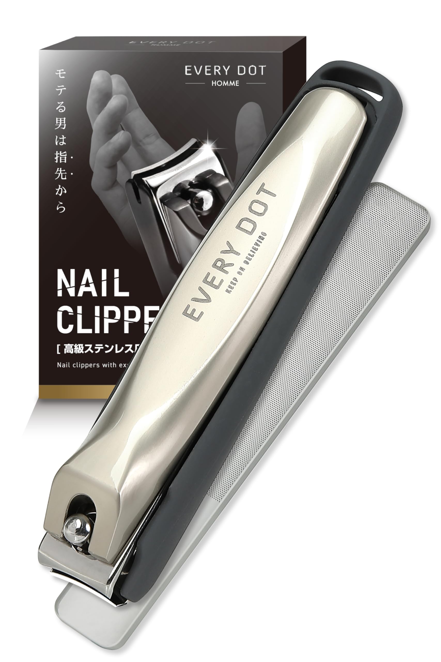 

EVERYDOT Premium Nail Clipper Sharp Nail Nano Glass Prevents Nail Comes with Champagne Silver Stainless Steel Set Clippers, File, Scattering, Case,