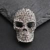 Silver Rhinestone Skull Brooch, Gothic Punk Statement Pin for Halloween & Daily Wear