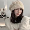 Versatile big head circumference hat women's pile hat autumn and winter warm ear protection hat casual knitted wool hat women's cold hat