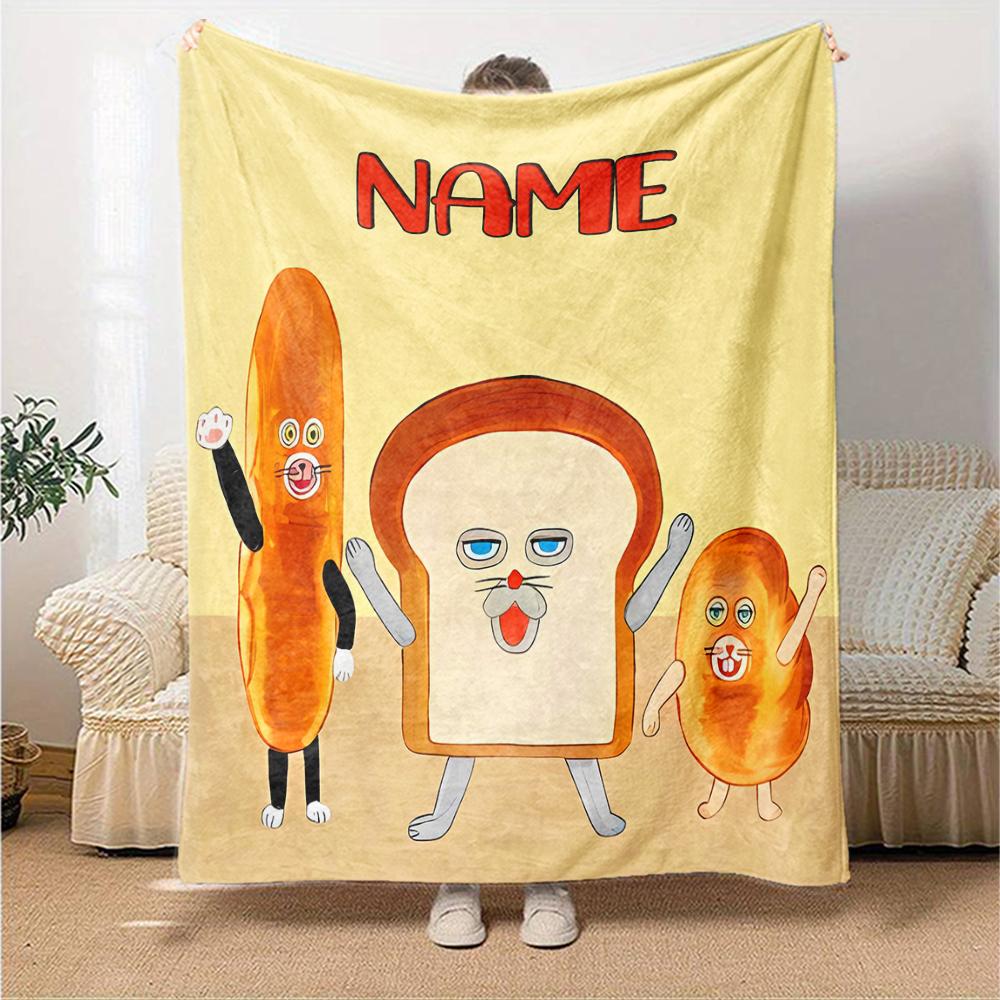 Customiz Name Personality Bread Thief Blanket Soft &Warm Sofa Office Bed Travel Lunch Break Blanket, Gift Suitable for All Seasons