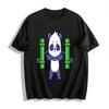 Cute Panda Lifting Bamboo Fitness Print Casual T-Shirt Pure Cotton T-shirt