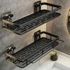 2Pcs Stainless Steel Shower Caddy, Rust-Resistant Wall Mount 2-Tier Bathroom Shelf, Space-Saving Corner Storage Rack for Shower & Bathtub Accessories