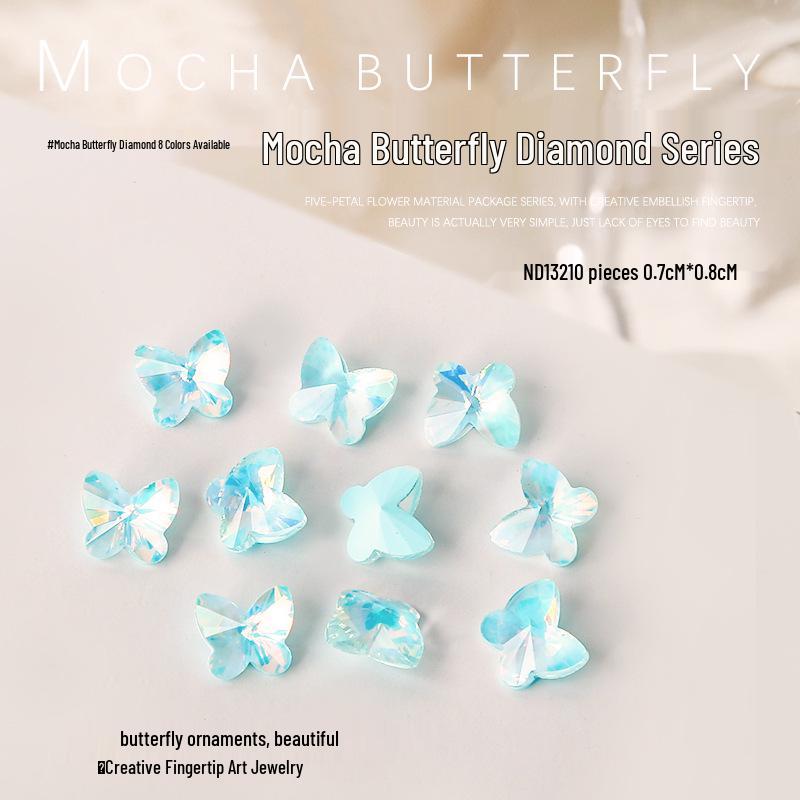 

Colorful Mocha Butterfly Nail Jewelry - 10pcs Pointed Bottom Glass Rhinestones