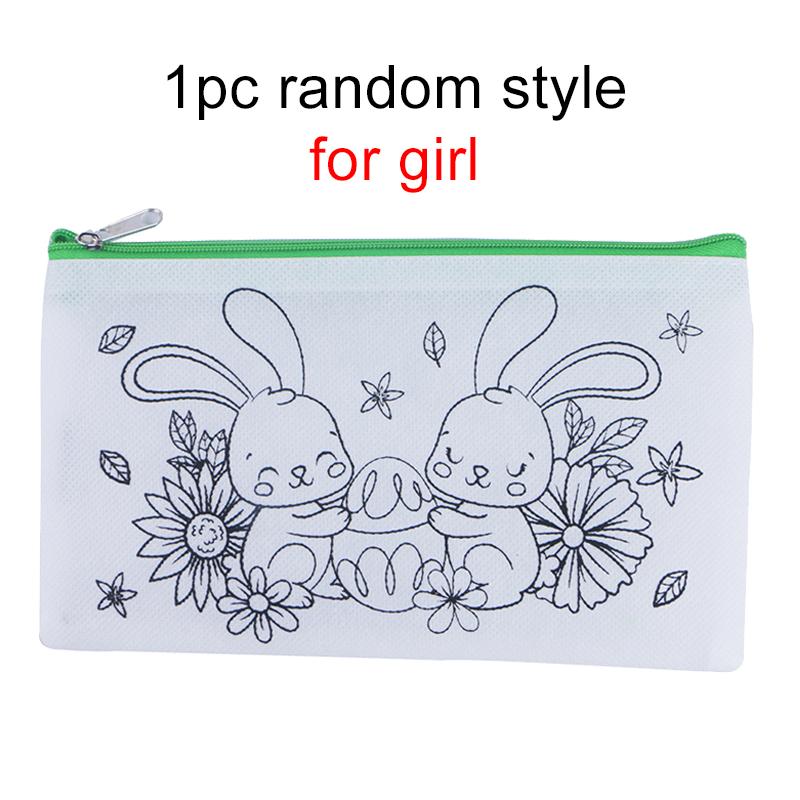 Pen Bag Non Woven Fabric Stationery Colored Zipper Bags Suitable for Children Graffiti Cartoon Pattern Portable Storage Bag TMZ