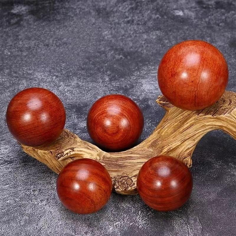 2Pcs Rosewood Baoding Balls New Chinese Hand Exercise Massage Stress Balls Antique Wooden Health Therapy for Rehabilitation Desk