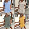 Polyester A Line Dress With Button Details For Casual Summer Wear