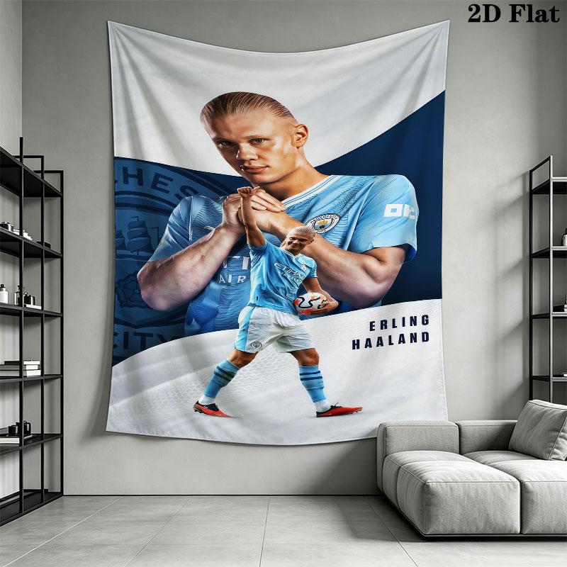 Erling Haaland Re Appeso a Parete Coperta in Tessuto Stampato Arazzi Decorativi per Camera da Letto Soggiorno Arredamento per la Casa