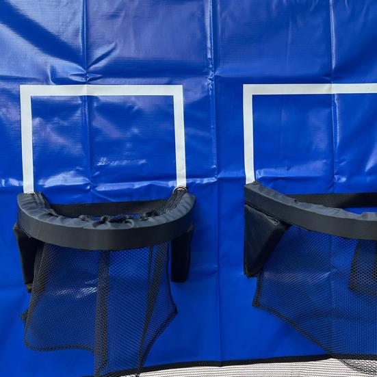 Trampoline Basketballkurv-tilbehør Innendørs Utendørs Trampoline Dobbel Kurvring med 4 Baller Pumpe Trampoline Basketballmål Spilltilbehør