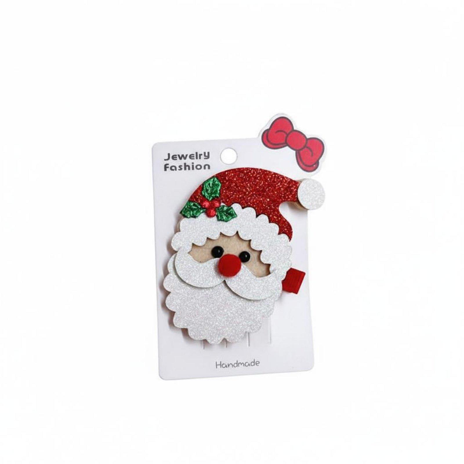 Santa Hat Hair Fastener Cute Design Mini Santa Hat Hair Fastener Festive Glitter Hairpin Soft Reindeer Branch Hairpin
