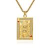 Popular Hip Hop Full Diamond Playing Cards Hearts K Pendant Titanium Steel Gold Plated Couple Necklace Niche Trend