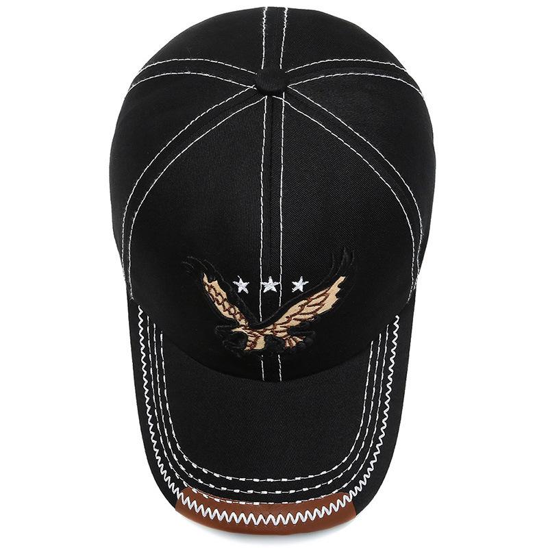 Men's Embroidered Eagle Baseball Cap - Trendy Spring/Autumn Style, Korean Version, Youth Versatile Duckbill Design.