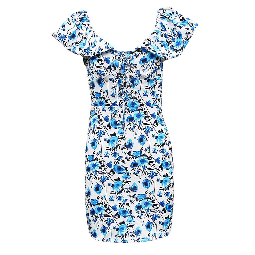 Summer Women's Fashion Sexy Printed Brassiere Hip Slim Temperament Dress