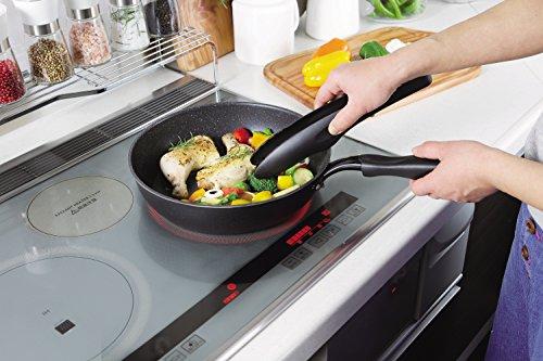 Pearl Metal Frying Pan, Black, 22cm, Teflon Select Coating, Induction Compatible, Marble Fan, HB-3882