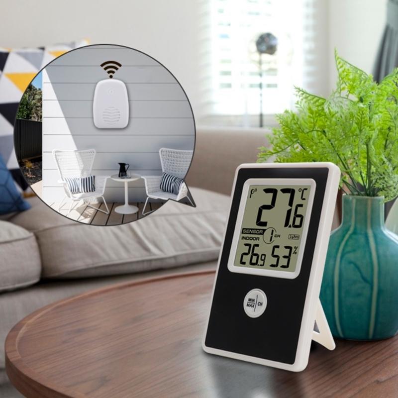 Wireless Indoor Outdoor Thermometer Hygrometer Digital Easy to Read Gauge for Home Bedroom Office Monitor Equipment Too